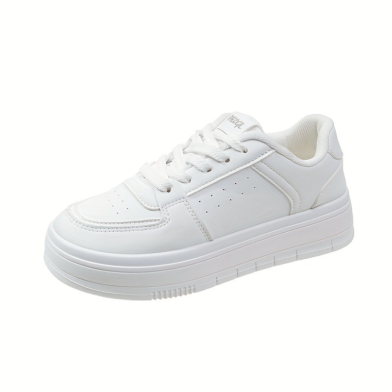 Lace Up Flat Sneakers Low Round Toe Non slip Thick Bottom Shoes