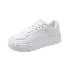 Lace Up Flat Sneakers Low Round Toe Non slip Thick Bottom Shoes