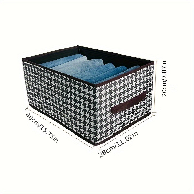 2pcs Collapsible Plaid Underwear Storage Box Large Capacity
