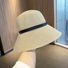Foldable Straw Sun Hat Wide Brim UV Protection Bucket Hat for Women