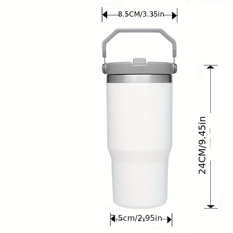 30oz Leakproof Stainless Steel Cup with Handle and Straw for Outdoor Activities