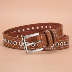 Punk PU Leather Casual Belt with Metal Square Buckle