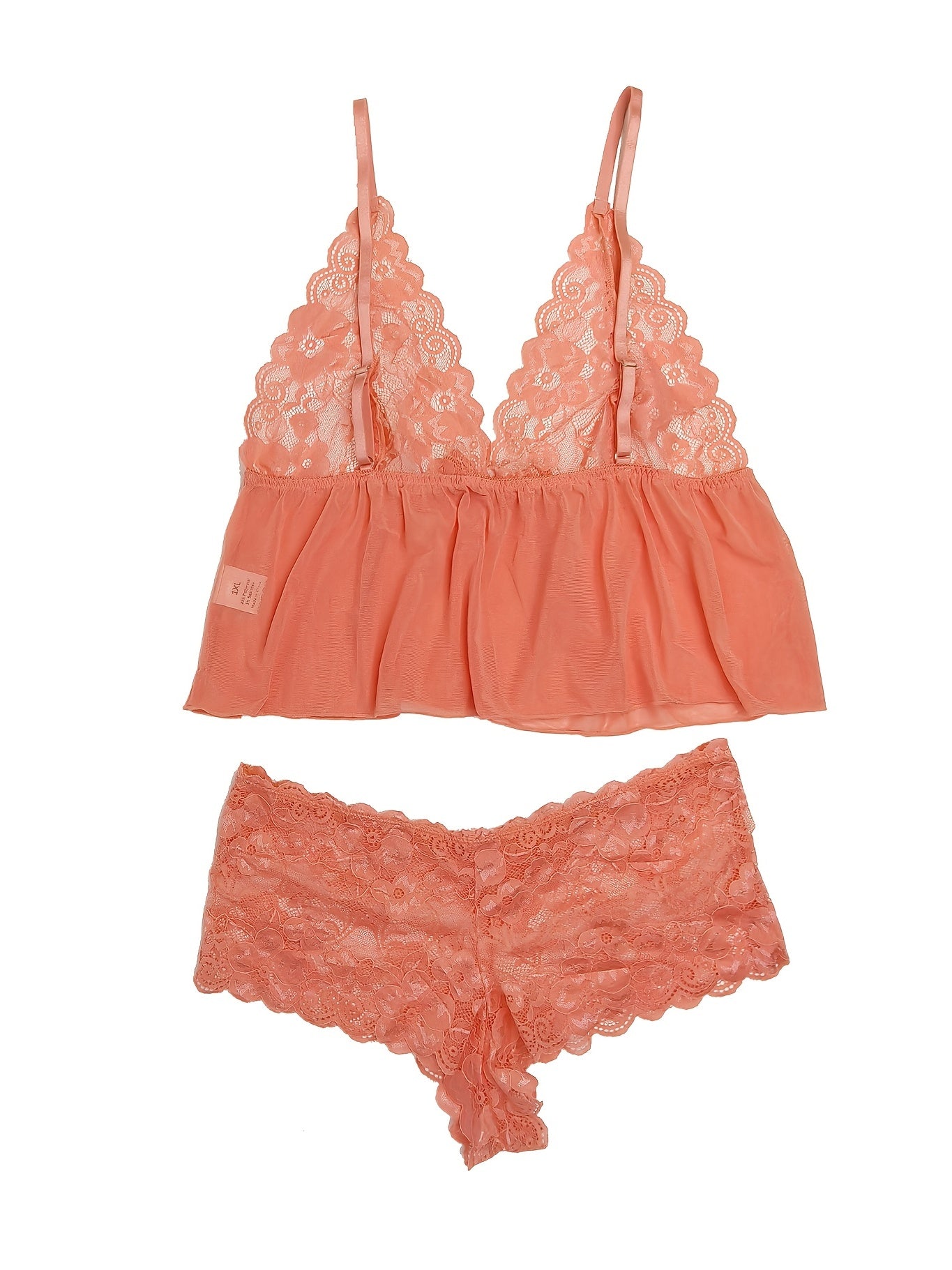 Floral Jacquard Lace Top & Panties Lingerie Set