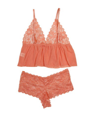 Floral Jacquard Lace Top & Panties Lingerie Set