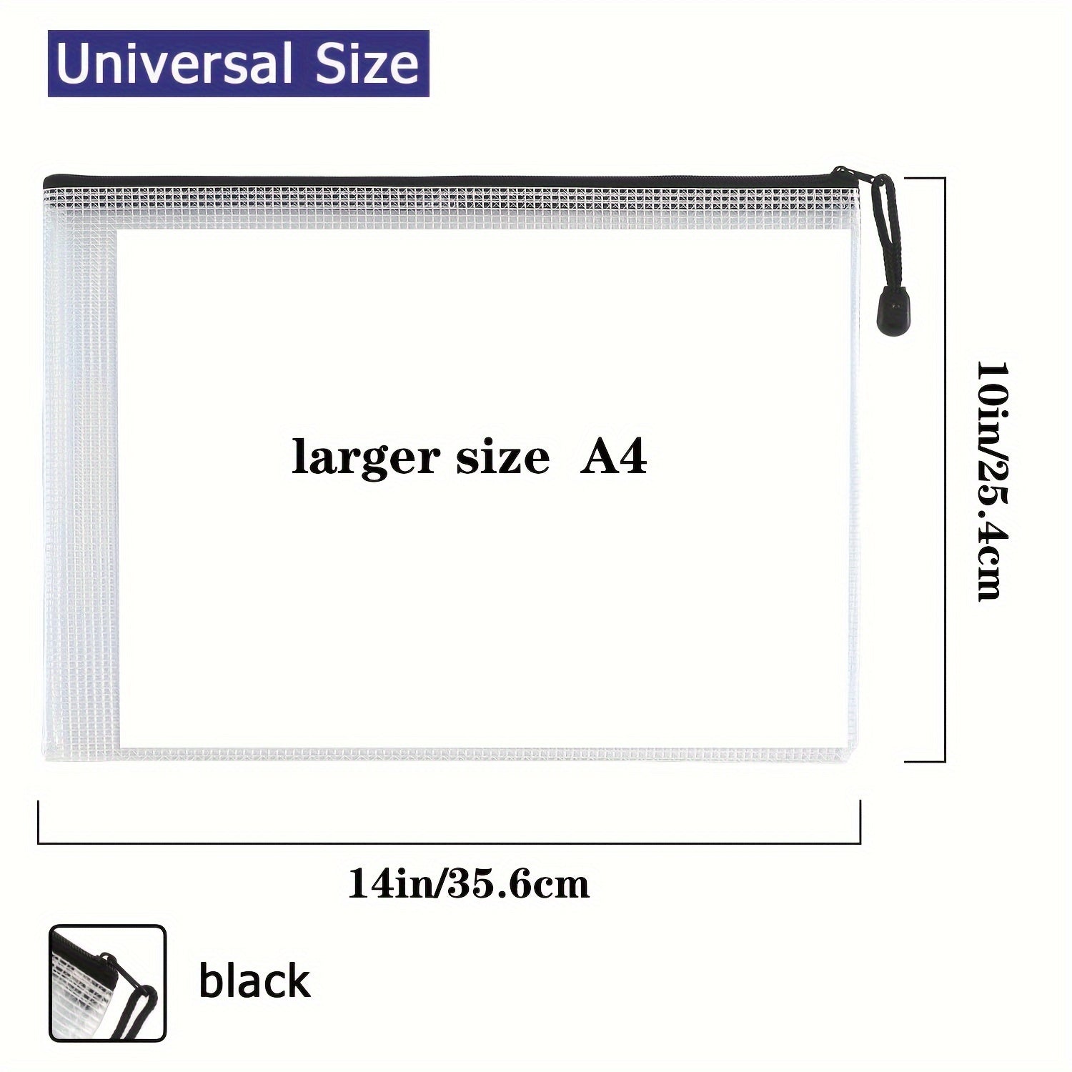 Plastic Mesh Zipper Bags for School Office Supplies - Set of 6 or 12