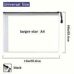 Plastic Mesh Zipper Bags for School Office Supplies - Set of 6 or 12
