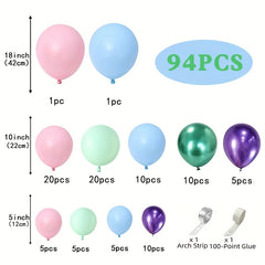 Mermaid Balloon Garland Set Macaron Purple Pink Green Balloon Arch