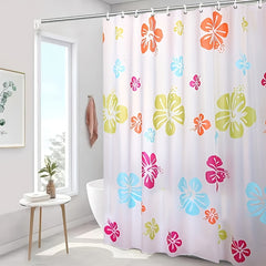 Yellow Lemon Pattern Shower Curtain With 12 Hooks