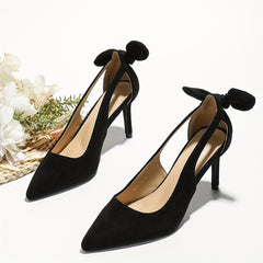 Bowknot High Heels Cut Out Slip On Thin Heels Pumps