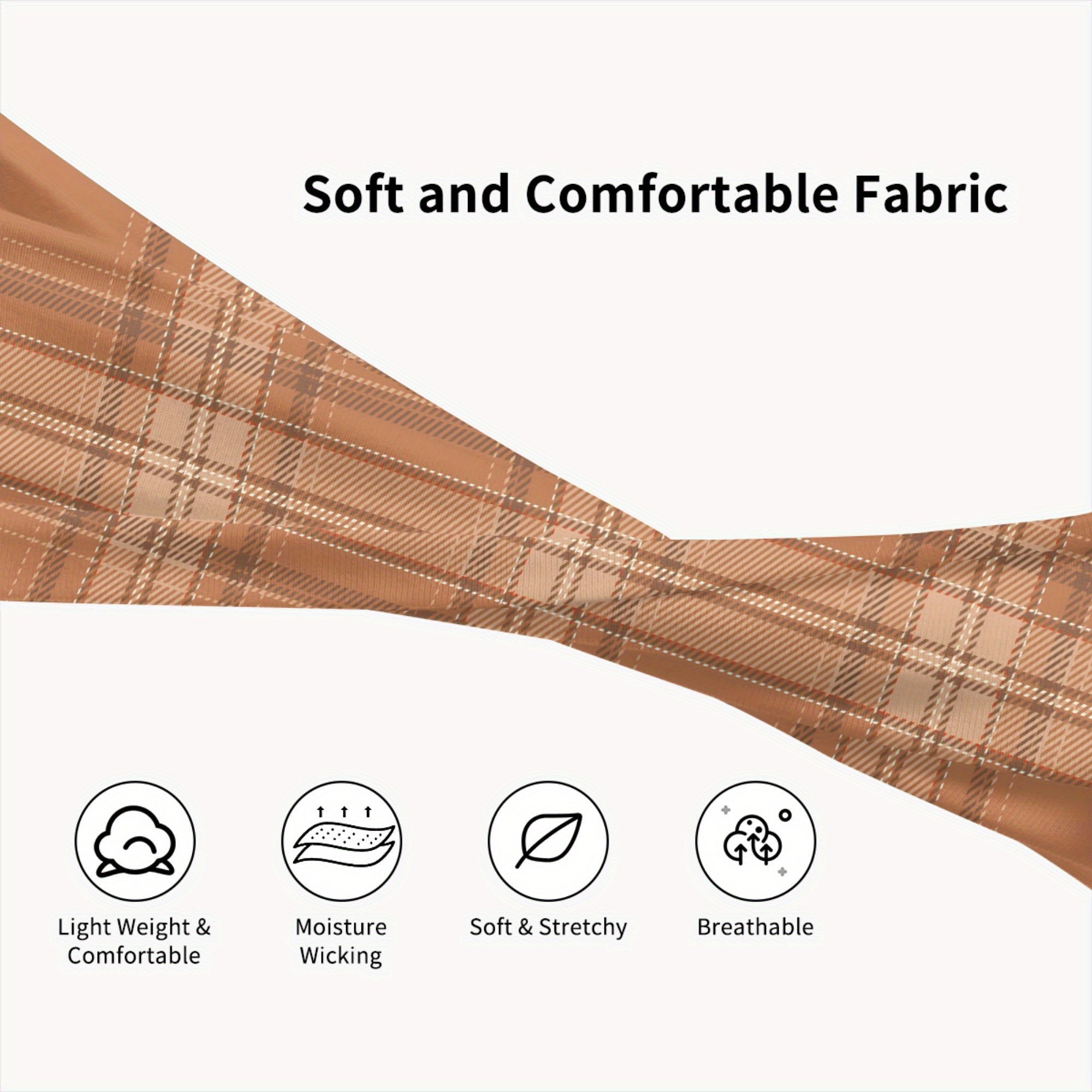 Men's Vintage Headband Brown Beige Plaid Breathable Lightweight Hairband