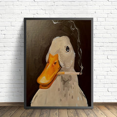 Duck Picture Canvas Painting Smoking Duck Wall Art Poster Print