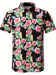 Hawaiian Style Print Men's Short Sleeve Shirt for Summer Vacation