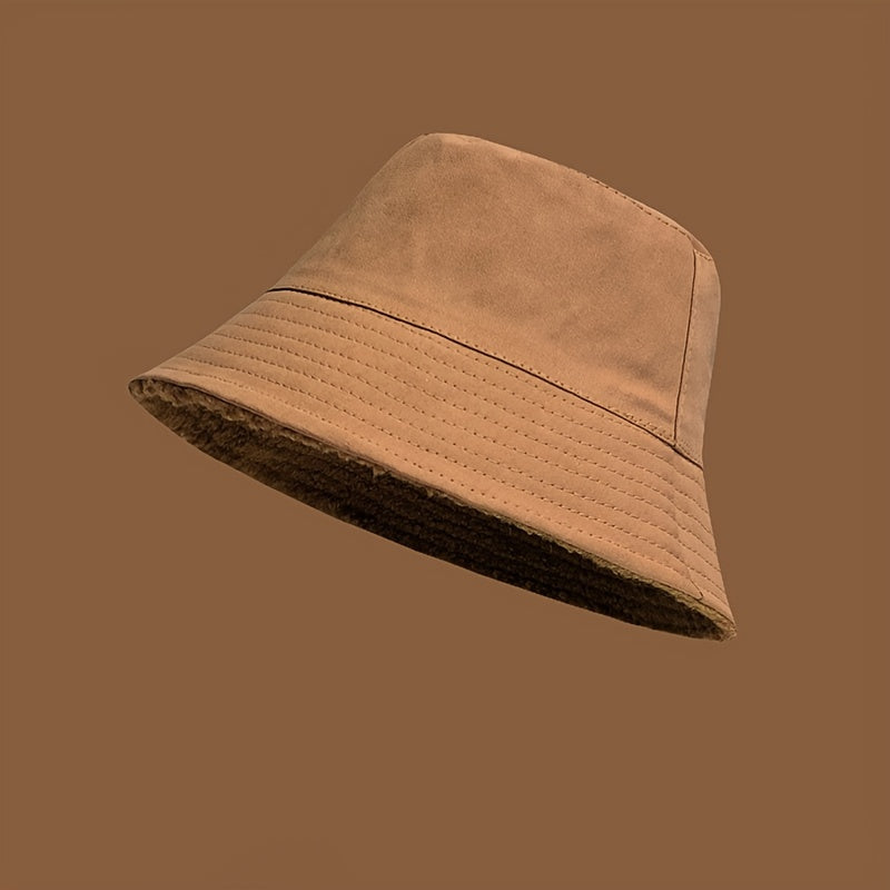 Women's Winter Lamb Wool Bucket Hat Plush Warm Hat