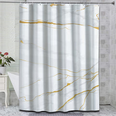 Marbled Shower Curtain Set Bathroom Waterproof Shower Curtain With Plastic Hooks