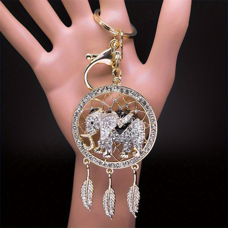 Elephant & Dream Catcher Crystal Keychain - Women Girls Gift