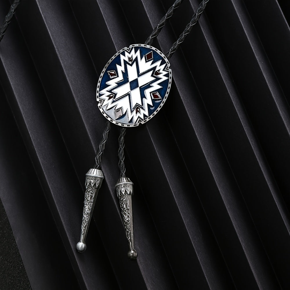 Men's Western Style Tie Necklace with Metal Accents