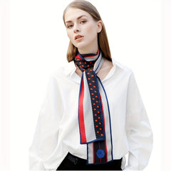 Floral Print Ribbon Neckerchief Satin Twilly Scarf Skinny Scarf