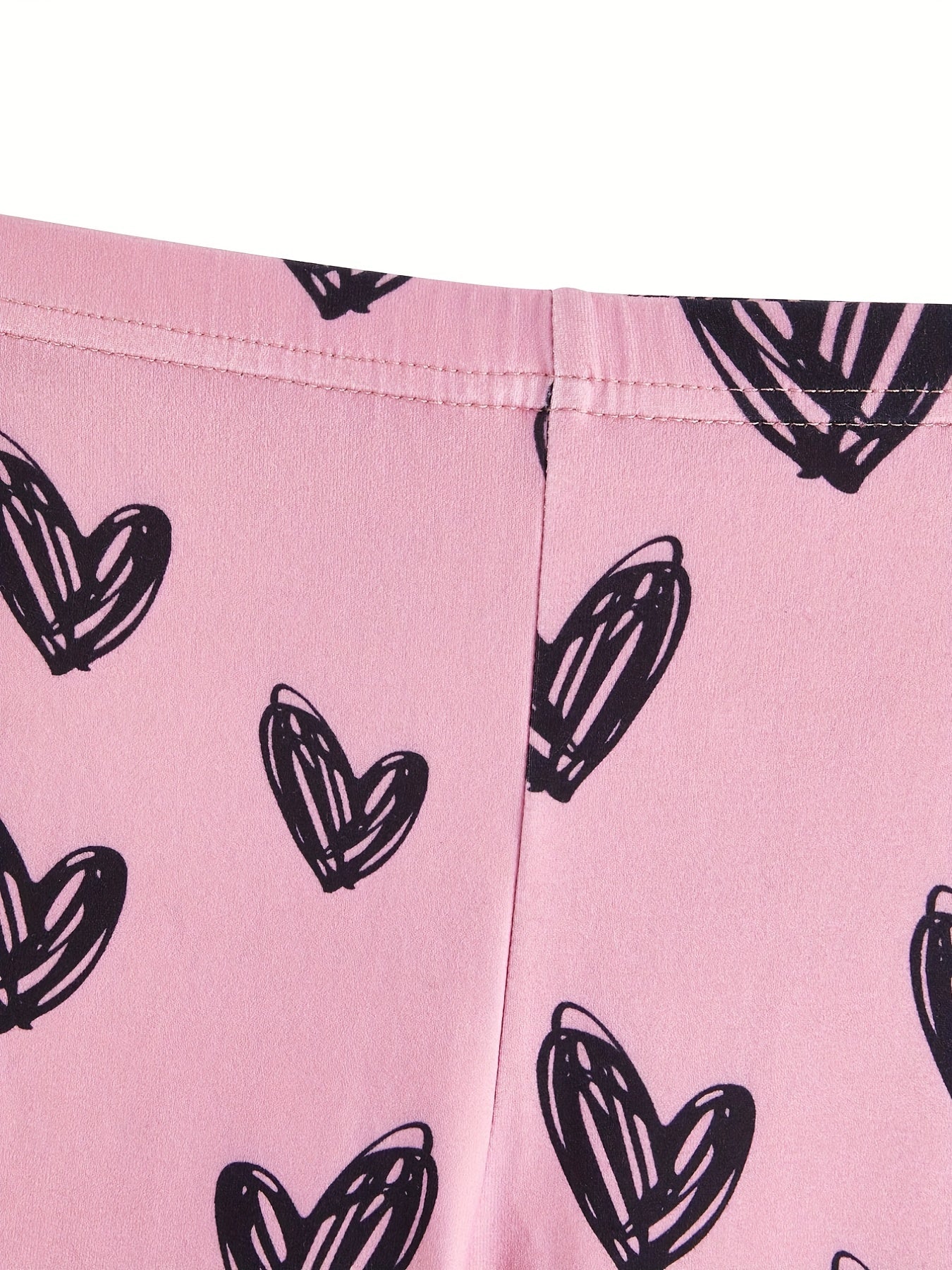 Toddler Girls Heart Graphic Footless Leggings Stretchy Tight Fit Legging Pants