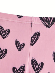 Toddler Girls Heart Graphic Footless Leggings Stretchy Tight Fit Legging Pants