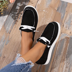 Women's Casual Lace Up Flat Loafers Canvas Shoes