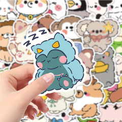 60 Small Animals Cartoon Stickers - Cute Waterproof Decals for Bottles Cars