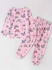 2pcs Toddler Girls Butterfly Print Loungewear Set