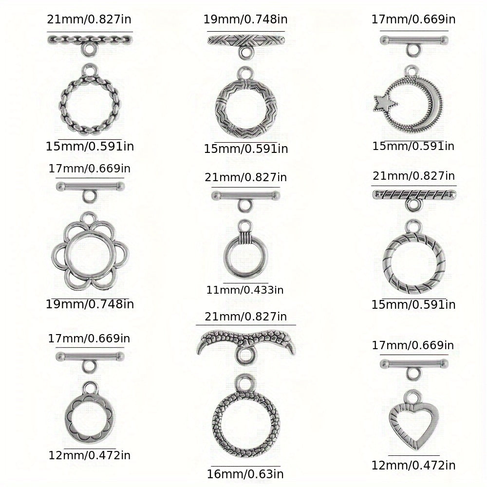 10sets OT Buckle Intgtd T Stick & Circle Toggle Clasps for DIY Jewelry