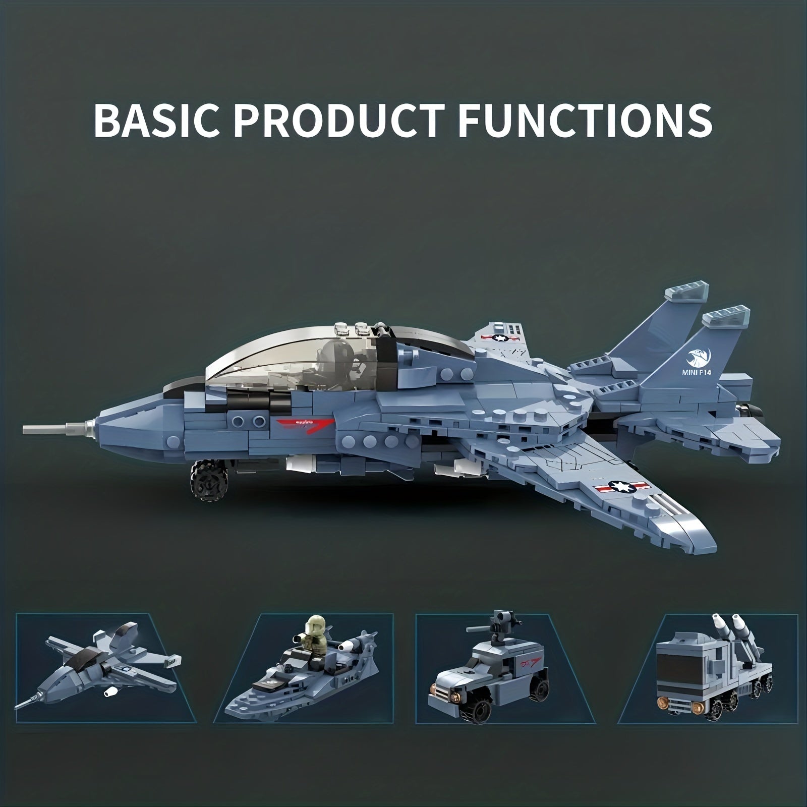 Military Airplane Fighter Toy Model Building Blocks Toy For Boys