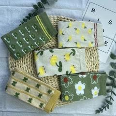 5 Pairs Floral Print Socks Comfy & Breathable Women's Stockings