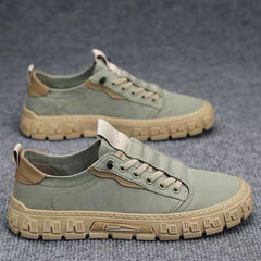 Men's Canvas Sneakers Low Top Lace-up Shoes Casual Walking Comfortable