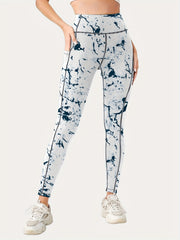 High Waist Print Butt Lifting Yoga Leggings With Pocket