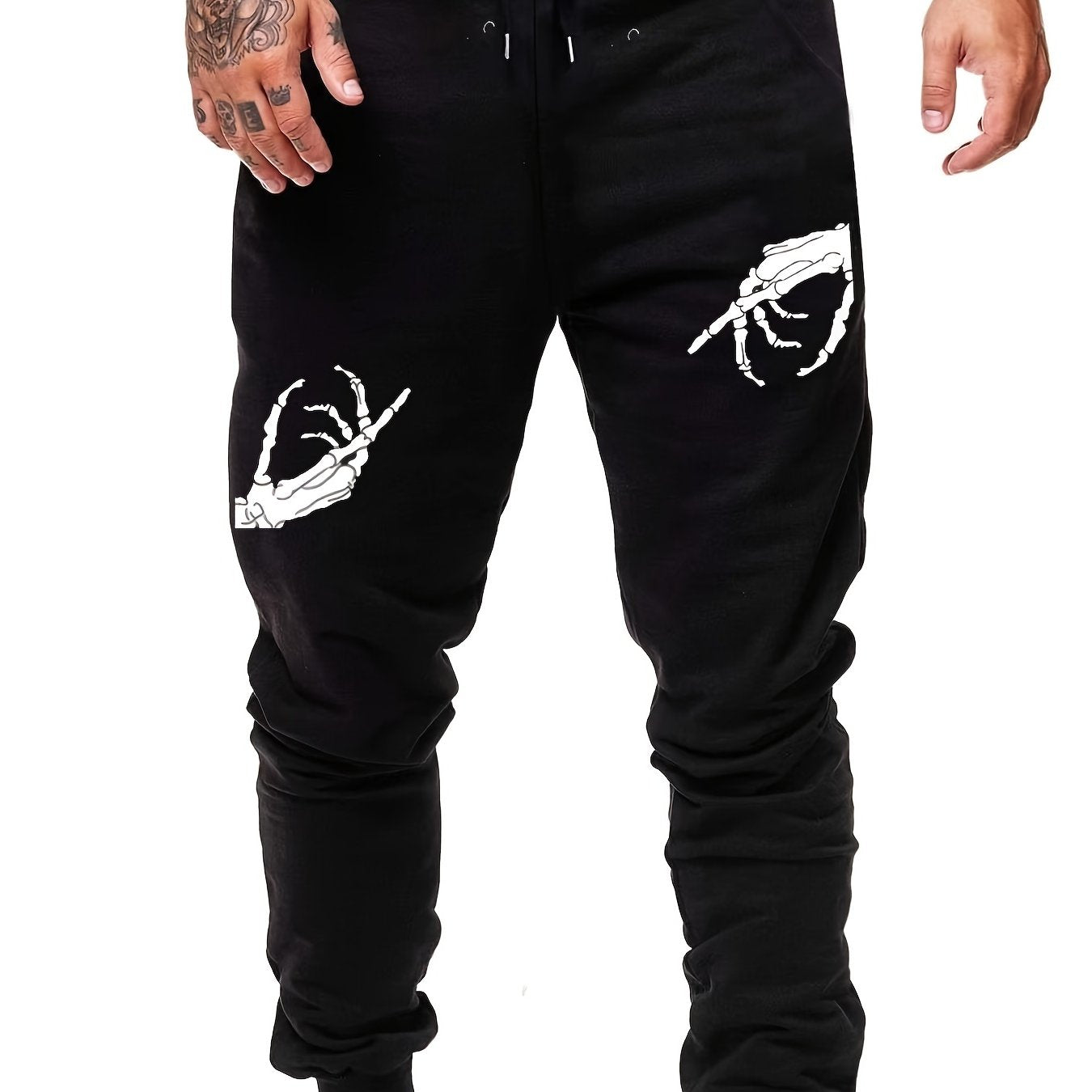 Men's Casual Skull Hand Print Sport Pants