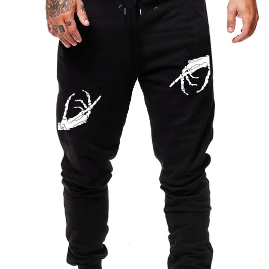 Men's Casual Skull Hand Print Sport Pants