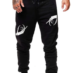 Men's Casual Skull Hand Print Sport Pants