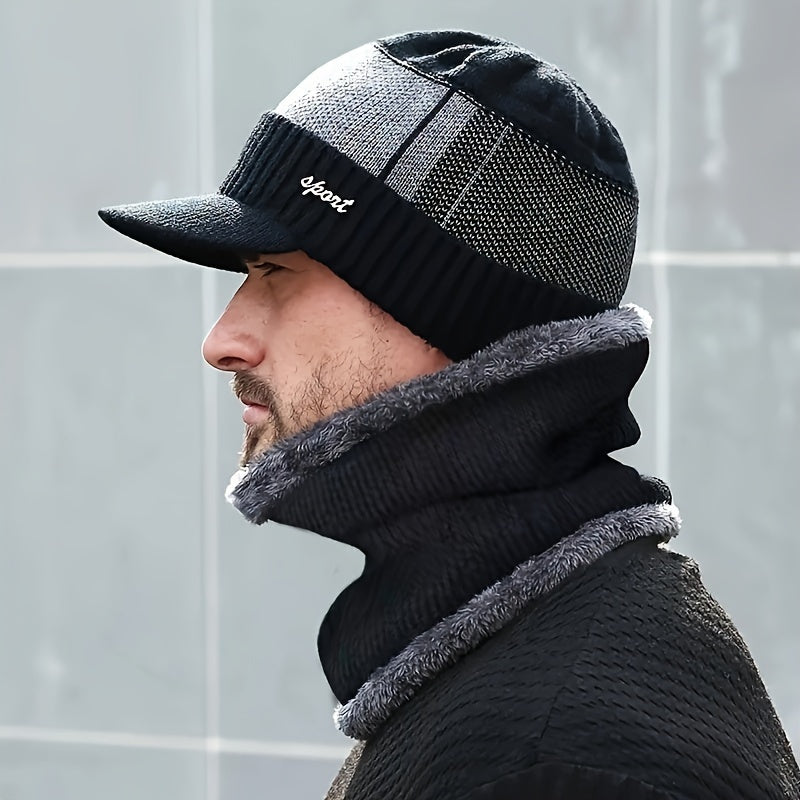 Winter Hat & Scarf Set Ear Protection Knitted Hat Neck Warmer Neck Gaiter