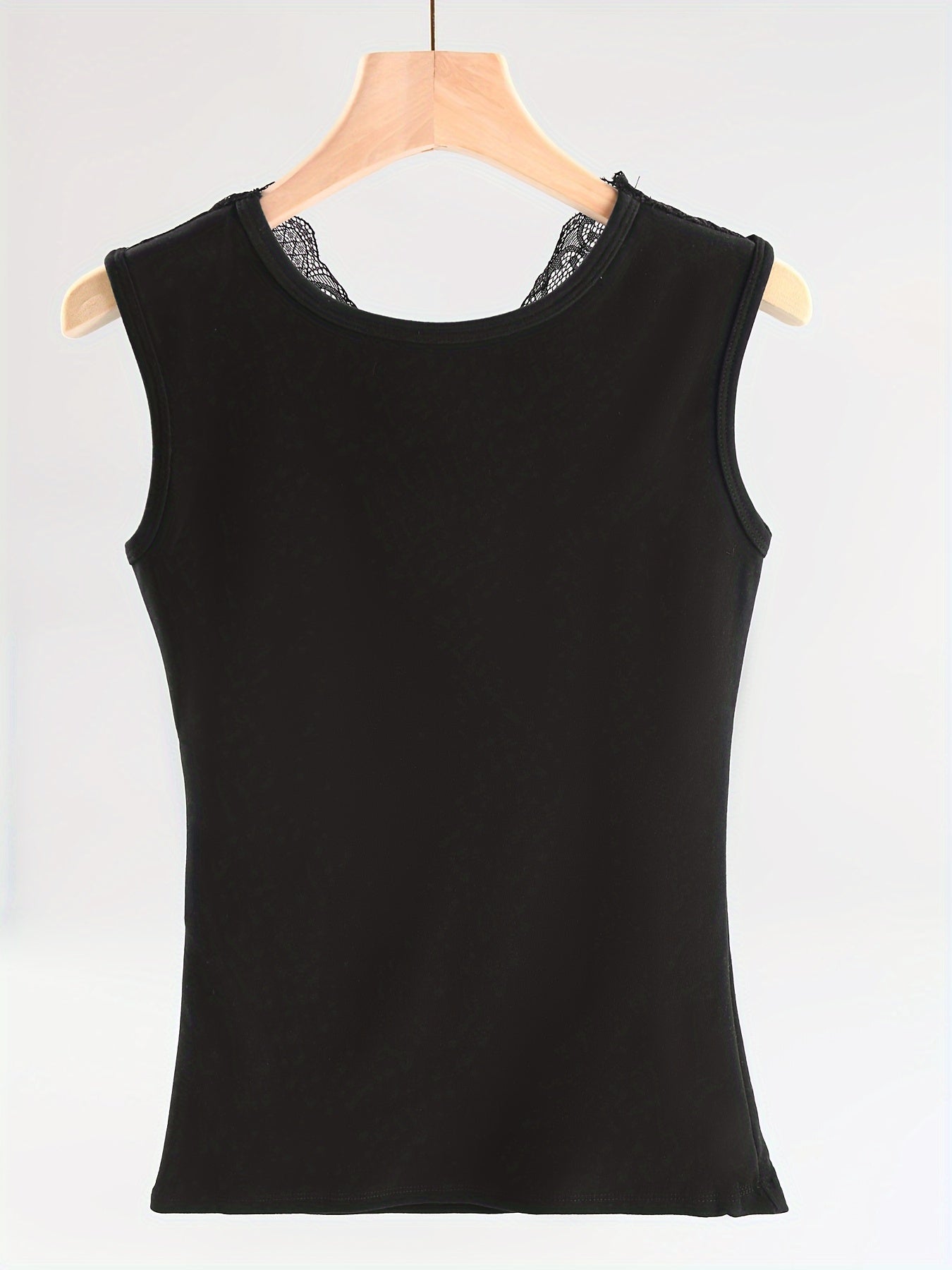 Lace Thermal V-Neck Top, Sleeveless