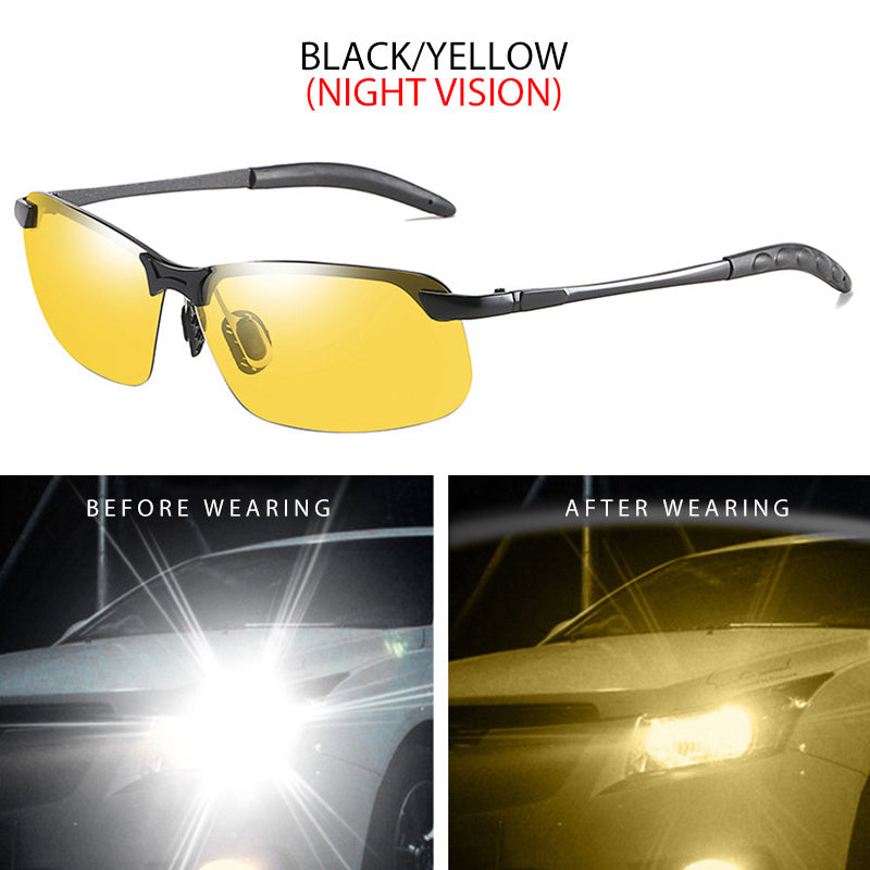 Photochromic Driving Fishing Sunglasses Men Night Vision Decorative Glasses