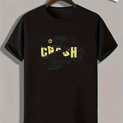 Crash Print Men's Comfy T-shirt for Outdoor Summer