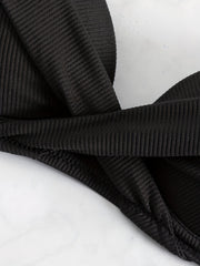 V Neck Layered Bikini Top Spaghetti Straps Back Buckle High Stretch Beachwear