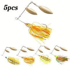 5pcs Double Willow Blade Spinnerbaits for Freshwater & Saltwater Fishing Tackle