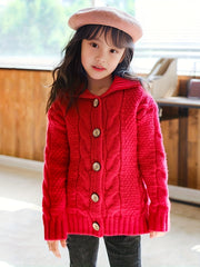 Girls' Thick Button Up Sweater Cardigan Knitwear for Fall Winter Christmas