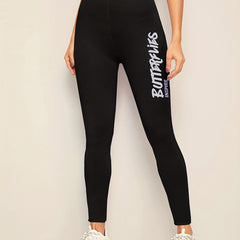 Butterfly Print Skinny Leggings Y2K Elastic Waist Stretchy Leggings