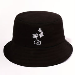 Grass Embroidery Fisherman Cap Casual Bucket Hat Unisex Lightweight Basin Hats