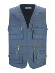 Men's Zipper Pockets Cargo Vest for Outdoor Activities