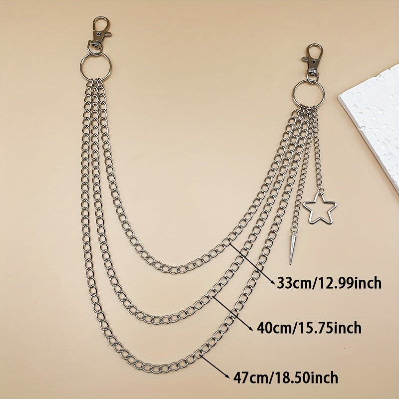 Star 3 Layer Waist Chain Decorative Pant Chain Hip Hop Rock Chain Punk Belt