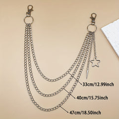 Star 3 Layer Waist Chain Decorative Pant Chain Hip Hop Rock Chain Punk Belt