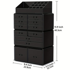 4 Layer Makeup Organizer with 12 Drawers Stackable Cosmetic Storage