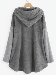 Cat Print Hooded Coat Warm Outerwear For Fall & Winter
