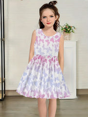 Girls Casual Butterfly Sleeveless Dress