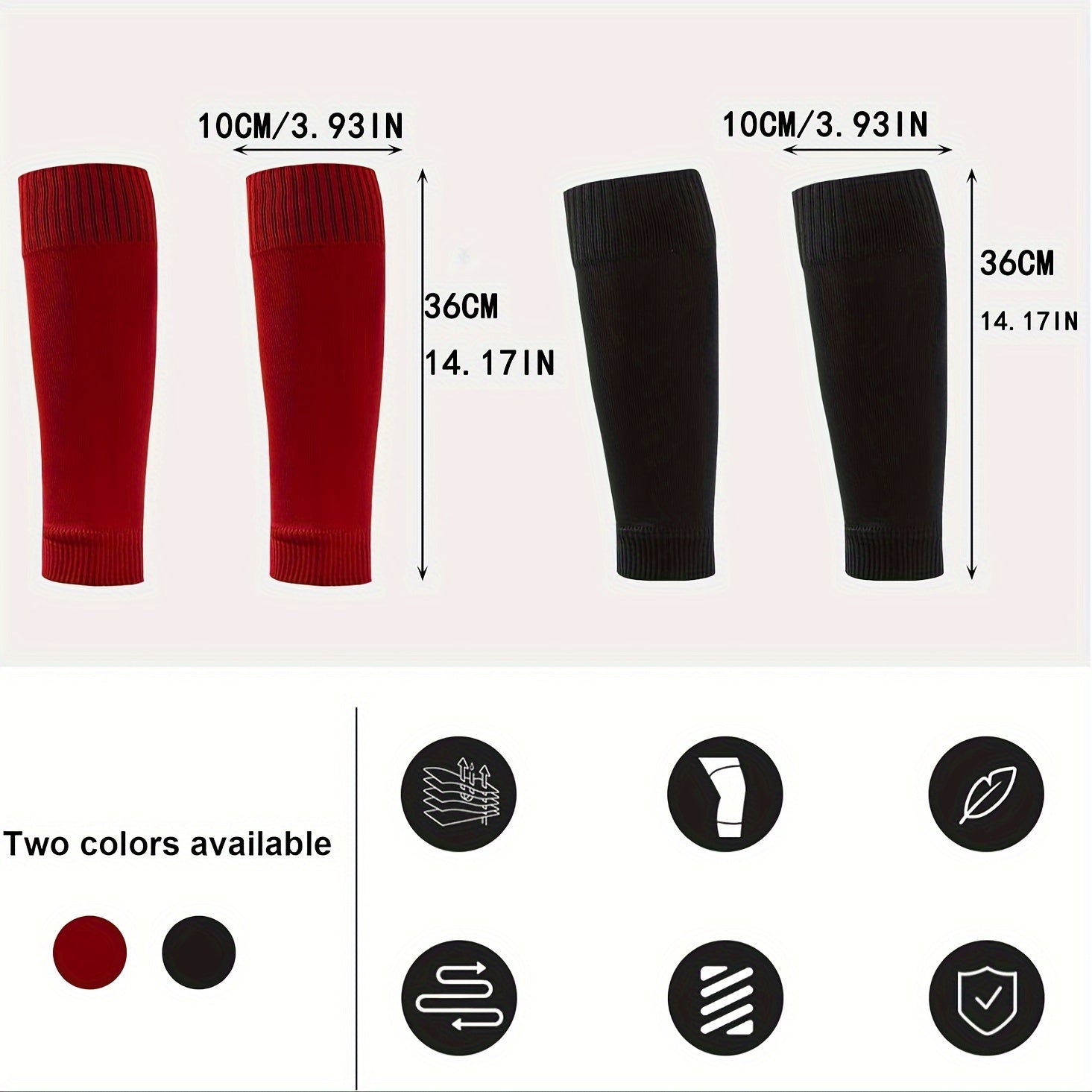2 Pairs Soccer Socks Calf Socks Shin Guards Football Training Gear